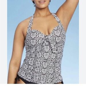 Kona Sol Womens Printed Shirred Halter Tankini